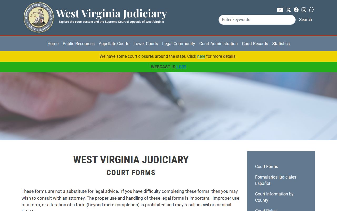 West Virginia Judiciary public court-forms resource for expungement cases